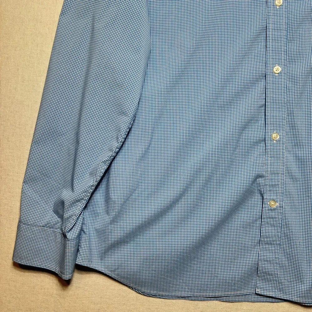 Banana Republic Mens Slim Flex Fit Tech Stretch Cotton Gingham Dress Shirt XXL‎